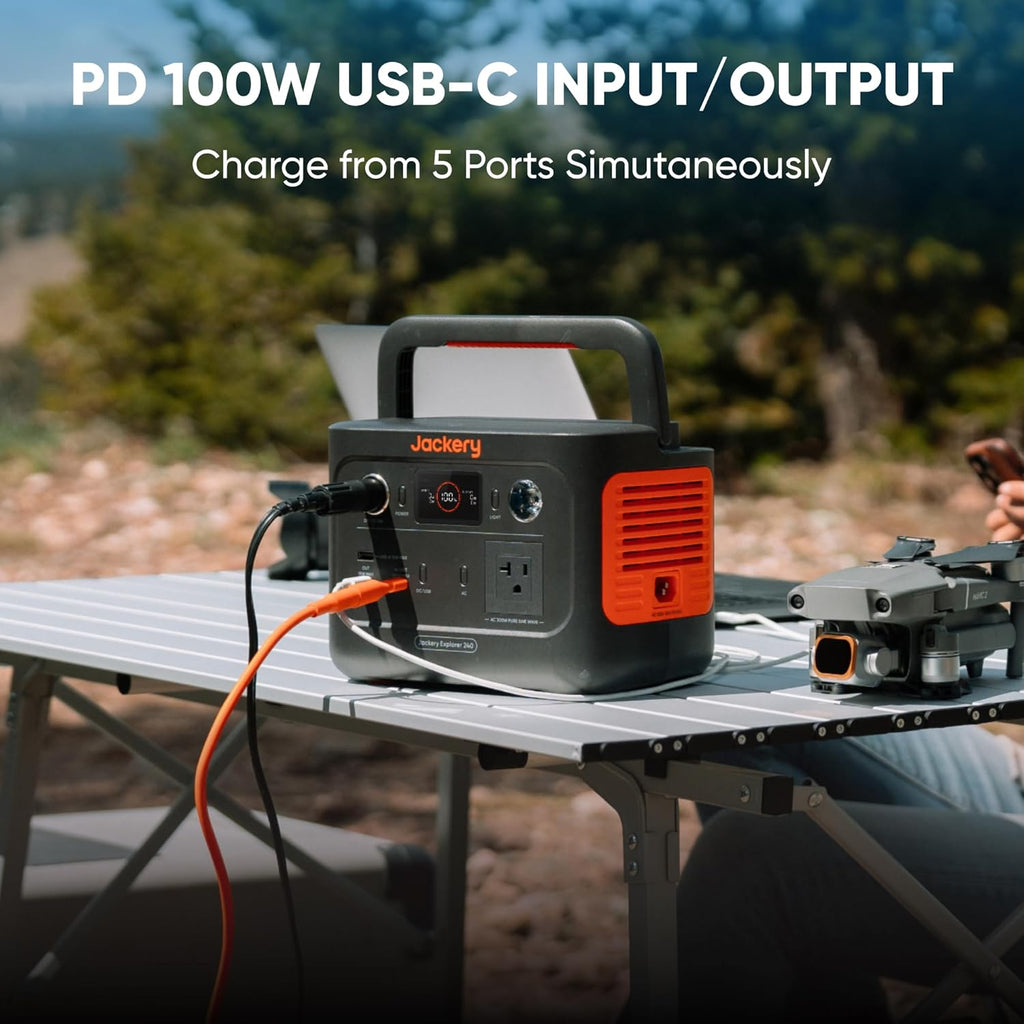 Jackery Explorer 240 v2 Portable Power Station, 256Wh LiFePO4 Battery with 300W AC/100W USB-C Output, 1Hr Fast Charging, Versatile Scenarios-Outdoor/Camping/RV/Travel/Emergency Backup (Renewed)