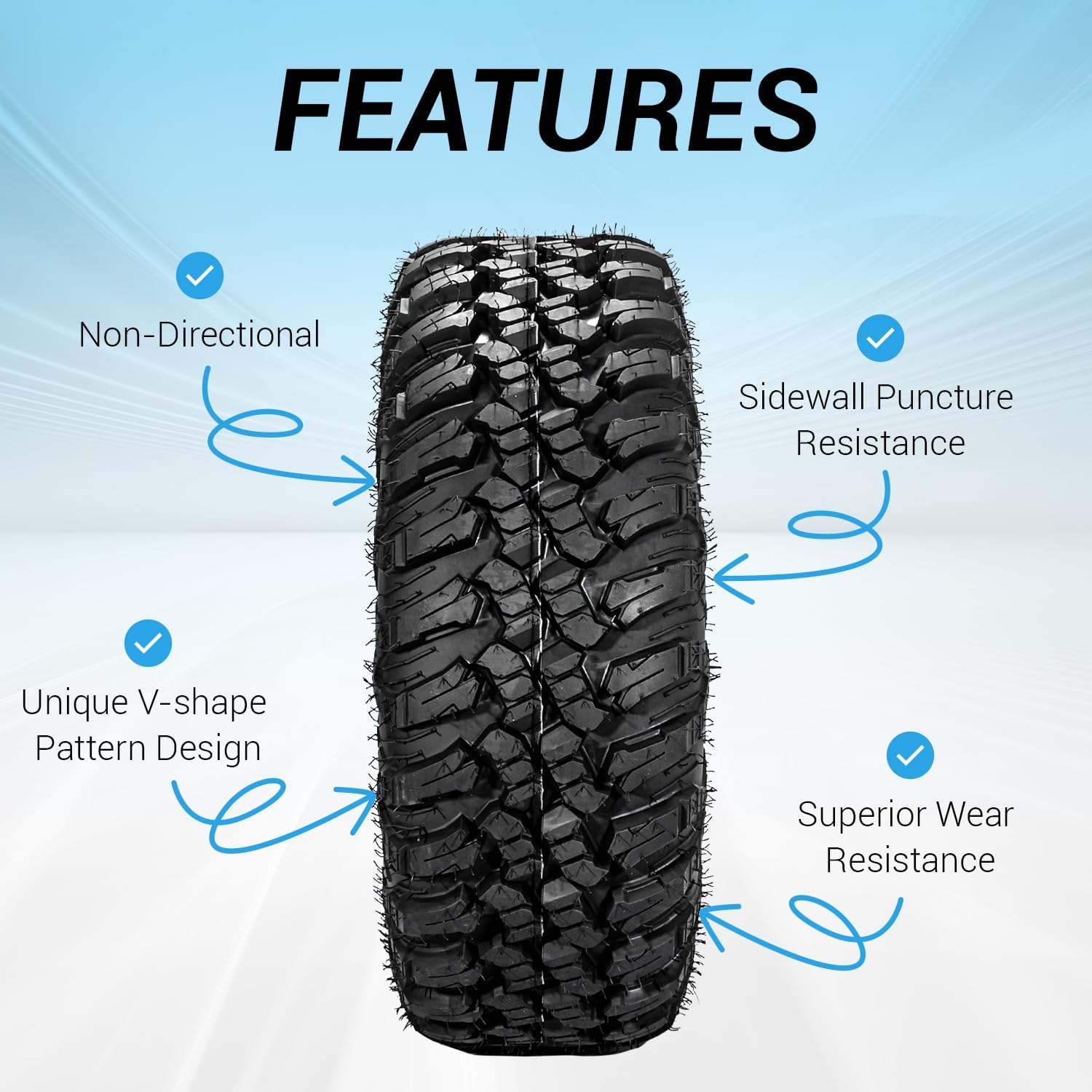 Set of 4 FORERUNNER 30X10R14 ATV Tires, 8PR Tubeless UTV Tires, All-terrain Tires