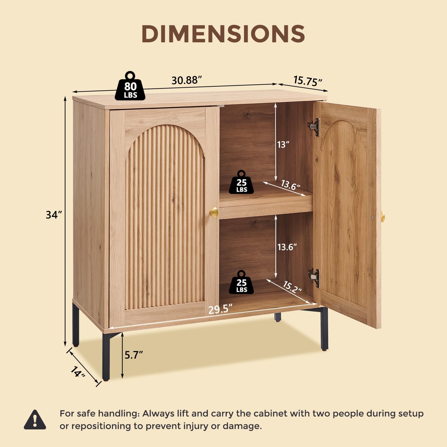 IFGET Modern TV Stands for 80 inch tvs, 92.63" W Wood Entertainment Center w/Adjustable Shelves, Mid Century Modern TV Stand w/Arched Fluted Doors, Media Console Cabinet for Living Room, Natural