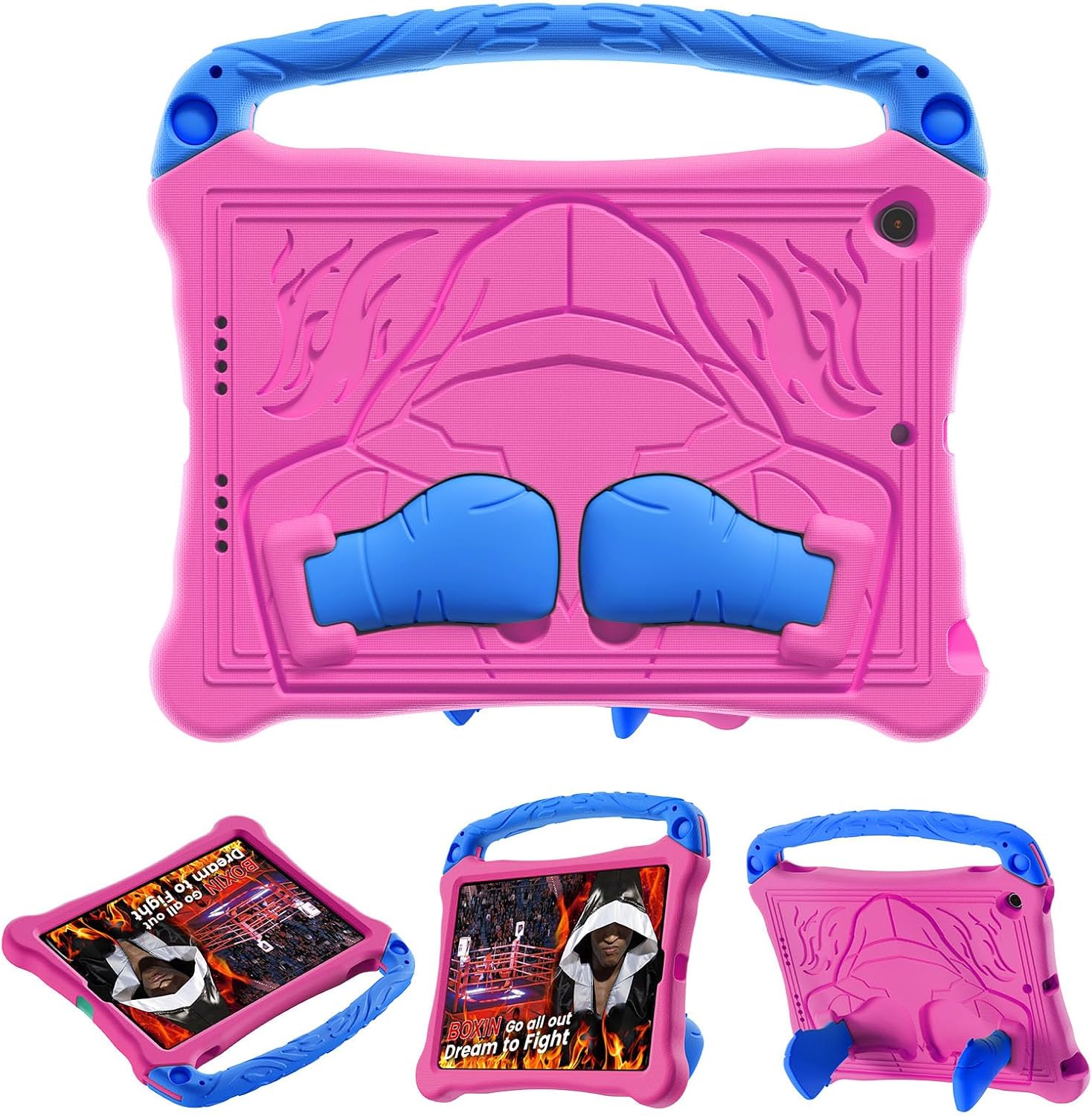 for iPad Air 3rd Generation and iPad Pro Case 10.5" 2019/2017 Release, Cute Boxing Shockproof Hard Case with Handle/Kickstand/Shoulder Strap, Protective Lightweight Kids-Friendly Cover, Rose
