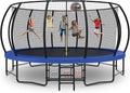 Tatub Large Trampolines Outdoor 10 12 14 15 16FT for Kids and Adults,Outdoor Recreational Pumpkin Trampolines with Curved Poles and Safety Enclosure Net, Basketball Hoop, Ladder