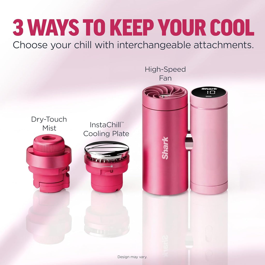Shark ChillPill – The Only 3-in-1 Personal Cooling System with Fan, InstaChill Cooling Plate & Dry-Touch Mist – Portable, Handheld, Drops Skin Temp Up to 16°F, 10 Speeds, Carbon, FA022