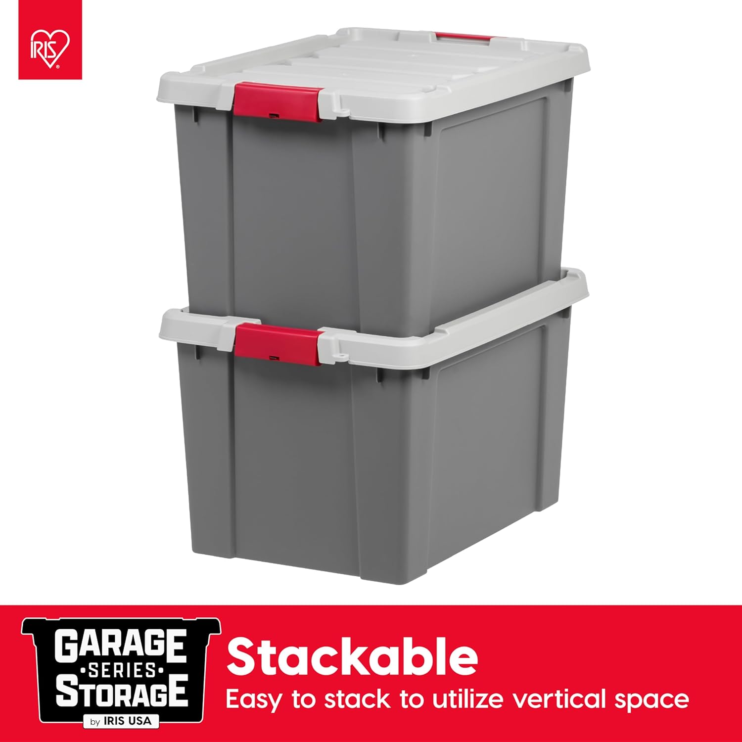 IRIS USA 20 Gallon Lockable Storage Totes with Lids, 6 Pack - Gray, Heavy-Duty Durable Stackable Containers, Large Garage Organizing Bins Moving Tubs, Rugged Sturdy Equipment Utility Tool Box