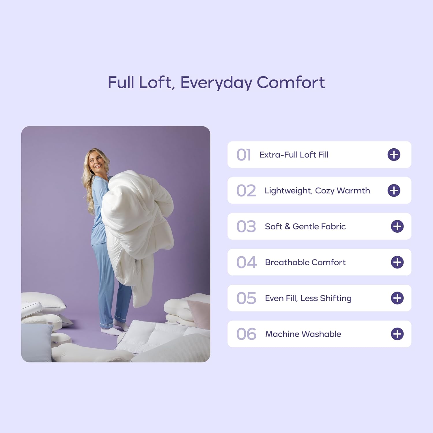 Mellow Marshmellow Comforter King/Cal King - Extra Fluffy Double-Stuffed Down Alternative Duvet Insert, All-Season Temperature-Balancing, Oeko-TEX Class I Fabric, Box-Stitch, Machine Washable