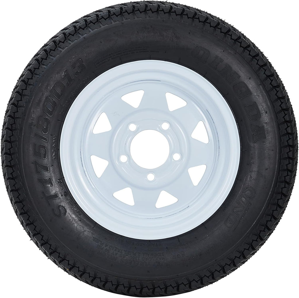 Garvee ST175/80D13 Trailer Tires with 13 in Rims, 5 Lug on 4.5 in, Load Range C, 6PR