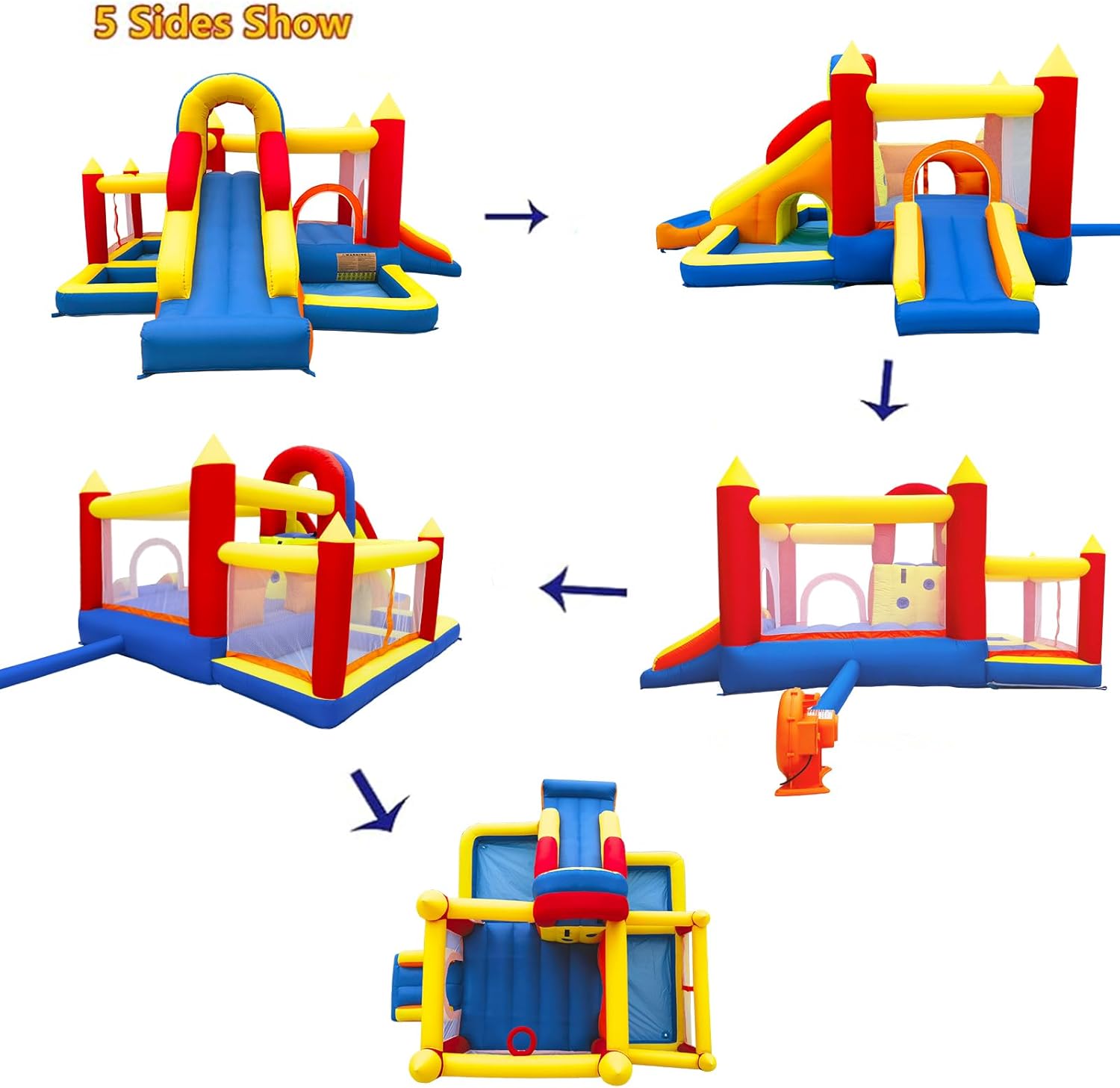 Umbalir Bounce House, Inflatable Bounce House for Kids 3-10, Kids Bounce House with Long Slide, Ball Pit/Pool, Obstacles, Tunnel, Climbing Wall, Bouncy House Indoor & Outdoor Toddler Bouncy Fun