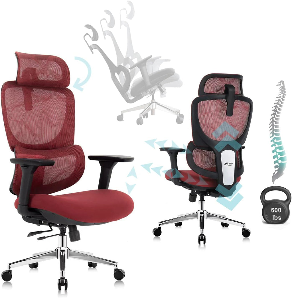 Jacia House TSCA Certified Ergonomic Mesh Office Chair, Big Tall Gaming Chair Adjustable Lumbar Support, 4D Armrests, 2D Headrest, 135° Reclining Rolling Swivel Desk Chairs with Seat Lock 600lb