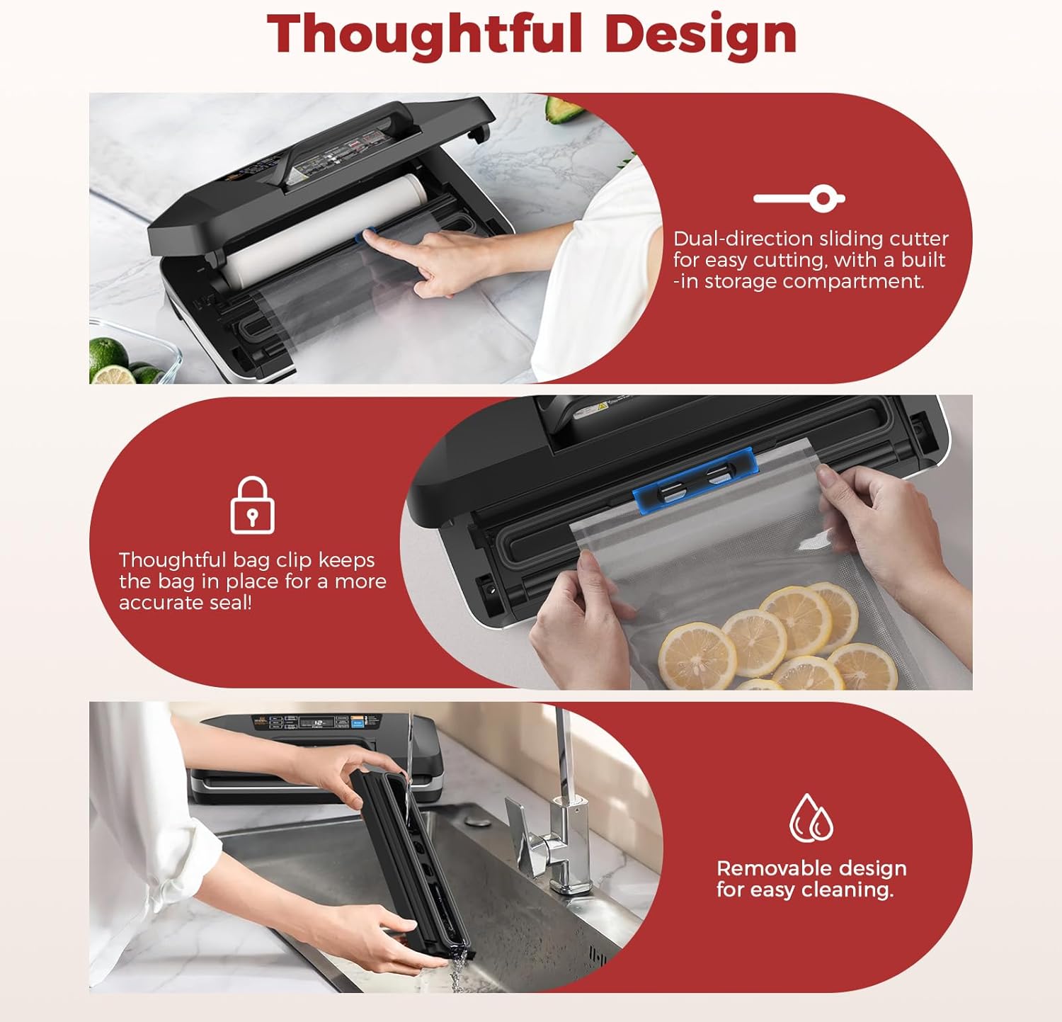 Commercial 95kPa Food Vacuum Sealer Machine | Automatic 10-in-1 Food Sealer for Sous Vide, Meal Prep & Storage | Powerful 230W Motor, Double Heat Seal, Built-in Cutter & Starter Kit