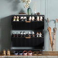 Shoe Cabinet Storage,Modern Freestanding Organizer with 2 Flip Drawers,Narrow Shoe Rack Cabinet for Entryway,Black