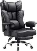 GTPLAYER Big and Tall Office Chair Wide Ergonomic Gaming Chair with Deluxe Embossing Designed Leather with Foot Rest,150°Reclining Adjustable Soft Armrests Pocket Spring Back Support and Pillow