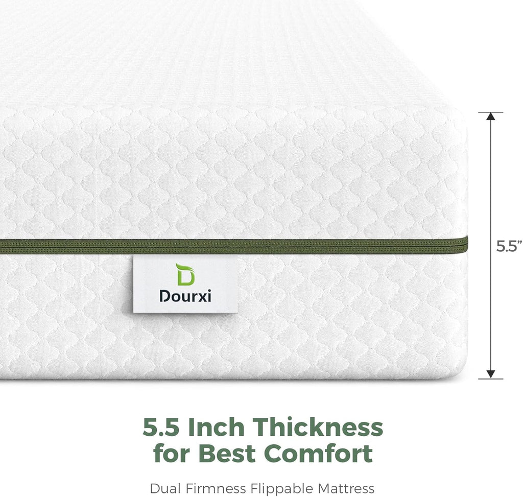 Dourxi Crib Mattress, Dual-Sided Comfort Baby and Toddler Mattress with Gel Memory Foam and Removable Cover, Fits Standard Size Cribs and Toddler Bed, 52x27.5x5.5 inches