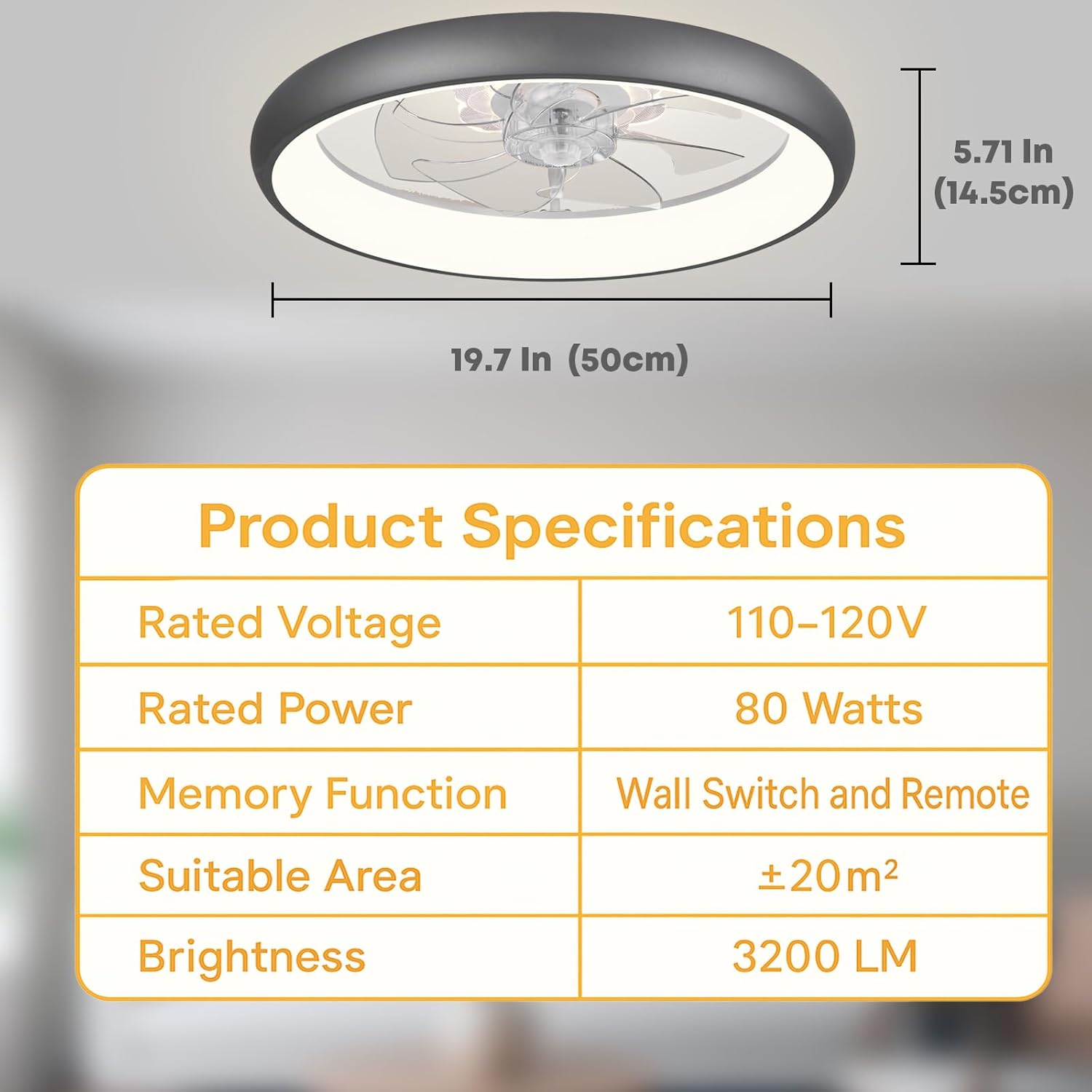 Fszdorj 20'' Ceiling Fan with Light, Upgraded Low Profile Fan, Flush Mount Ceiling Fan, 6 Speeds, Dimmable LED, App & Remote Control, Quiet DC Motor, for Bedroom, Living Room, F109 Grey