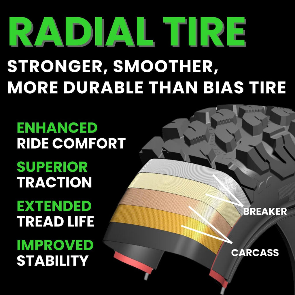 RUNIX ATV UTV Radial Tires, RUNIX TerraVance, 26X11R12, 26X11-12, Set of 2, Radial Tire, All Terrain, AT26X11R12, 6PR, Tubeless