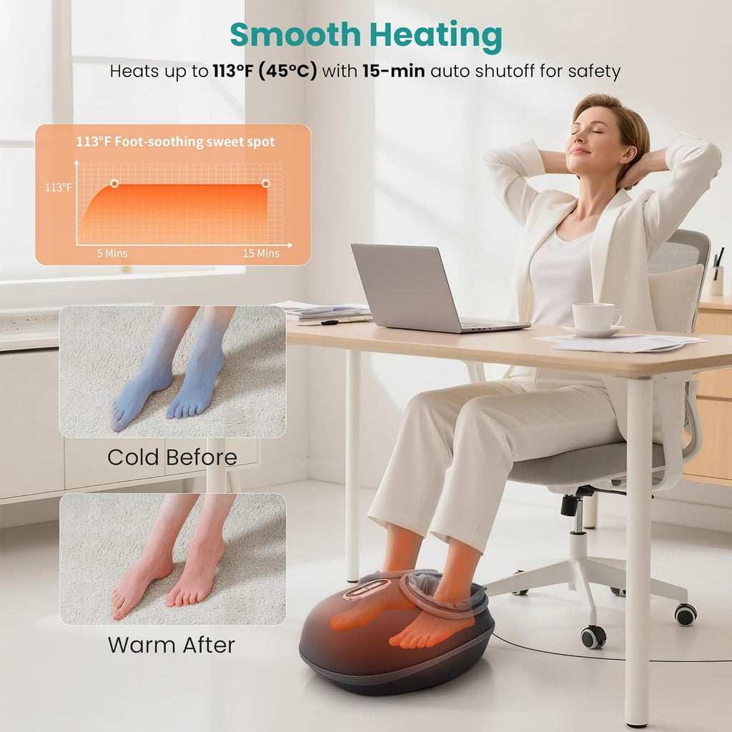 Nekteck Shiatsu Foot Massager with Heat [2026 Upgraded], 3 Modes Deep Kneading Therapy Air Compression, Feet Massage Tool for Plantar Fasciitis, Relaxation Gifts for Men Women, Fits Size to US 13