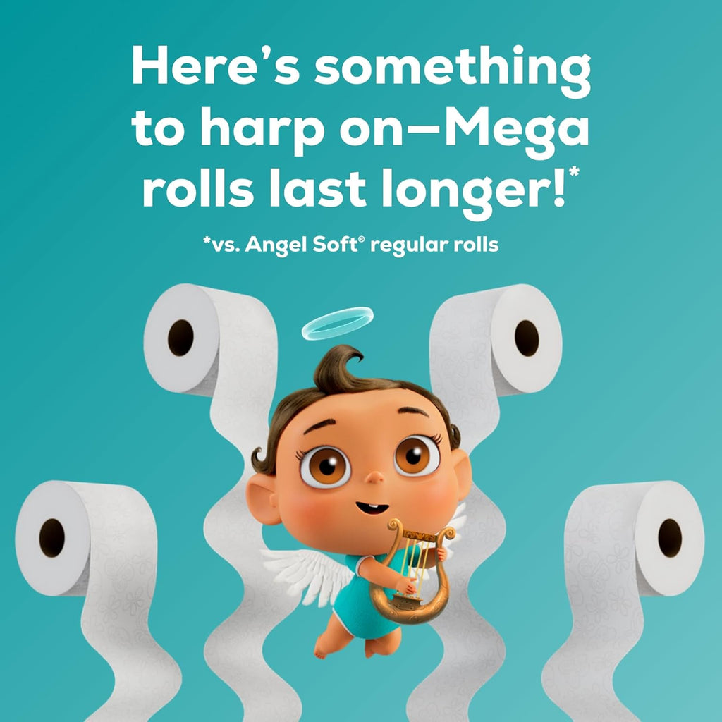 Angel Soft Toilet Paper, 18 Mega Rolls = 72 Regular Rolls, Soft and Strong Toilet Tissue