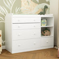 Timechee Changing Table Dresser, Baby Classic Nursery Dresser with 5 Drawers and 2 Shelves, Multi-Functional Baby Changing Table, Diaper Changing Station for Children's Room, White