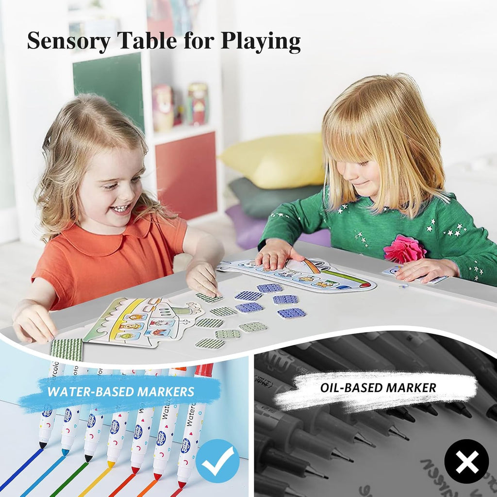 Easyego Sensory Table for Toddlers Kids Play Wooden Sand Water Table with Double-Sided Board & Foldable Storage Bins for Indoor and Outdoor Use, Birthday Gifts for Boys and Girls - Light Grey
