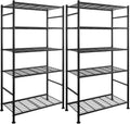 Sakugi Storage Racks - 2 Pack, 5-Tier Freestanding Steel Shelving Units with Reinforced Frame, Adjustable Garage Organization Shelves for Warehouse, Basement, Workshop, 33.5" x 12.6" x 72", Black