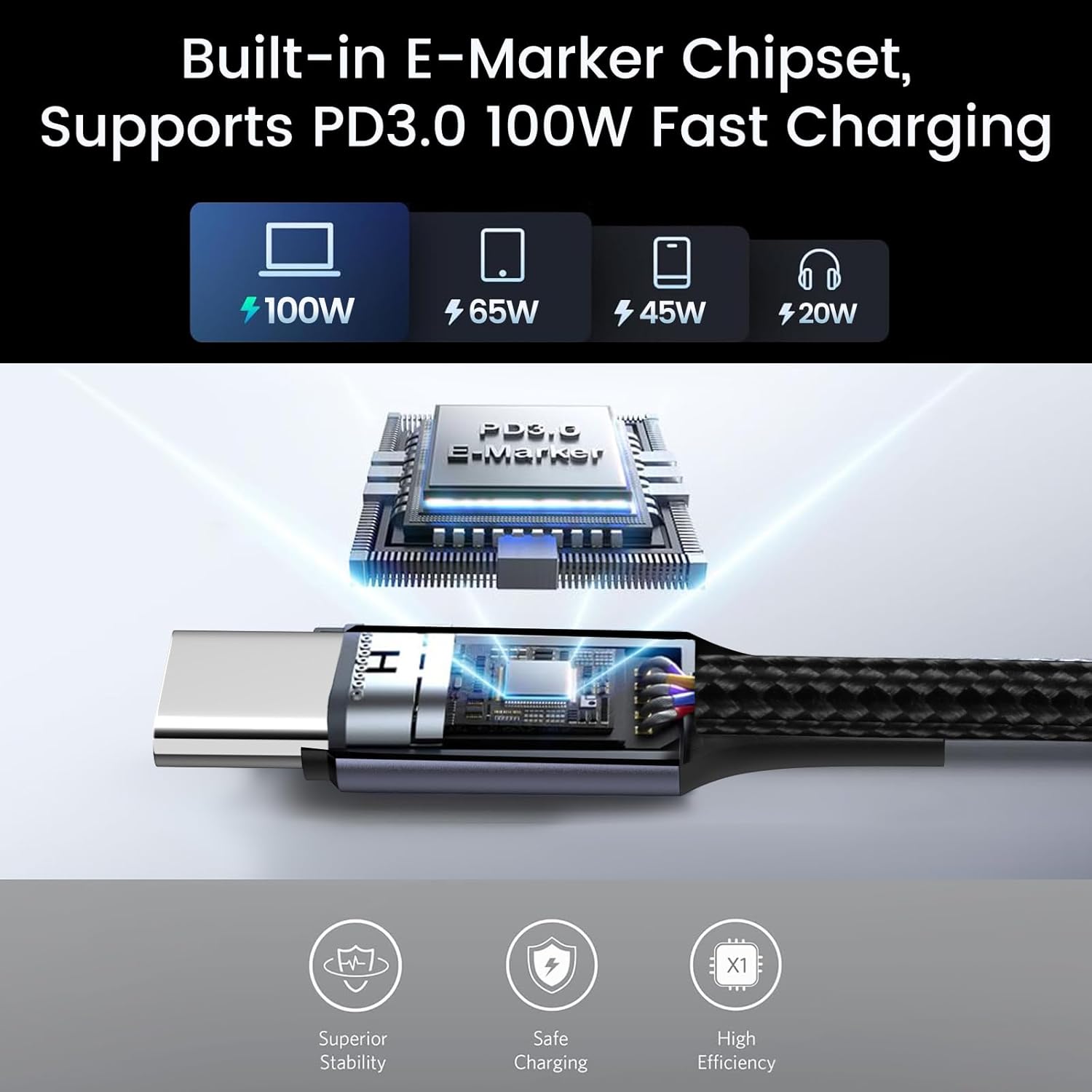 weishan 10ft 100W USB C to C Super Fast Charger Cable Compatible with Nintendo Switch 2 2025 - PD 3.0 USB Type C Braided Charging Cord 3m Long