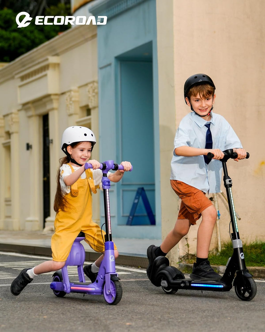 ECOROAD 2-in-1 Kids Electric Scooter EK8,200W Motor & 9 Miles Range,Up to 10 MPH,Dual Brake System,Bluetooth Music & Foldable & Adjustable Height, for Kids Ages 6-12(Black)