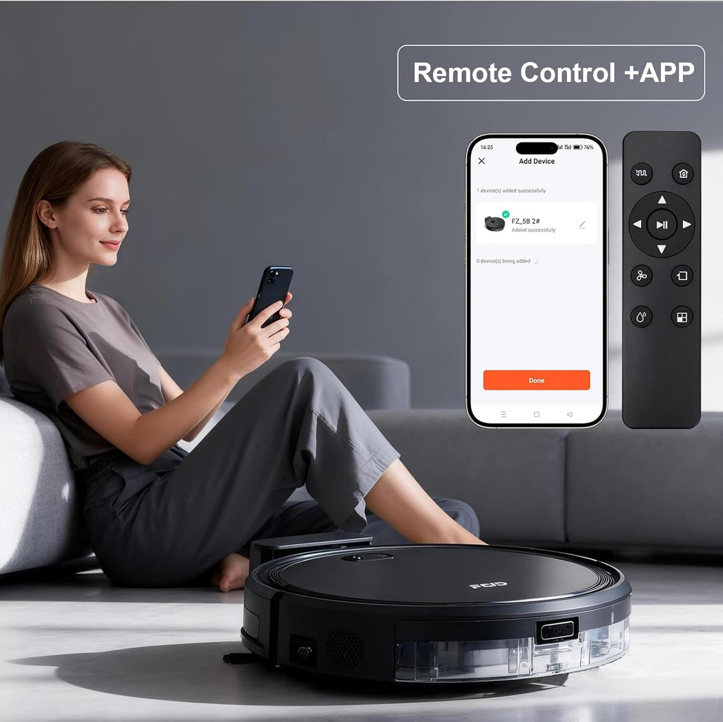 Robot Vacuum and Mop Combo, 2 in 1 Mopping Robotic Vacuum Cleaner w Schedule,Robot Vacuum Self Emptying App/Remote,5000Pa Strong Suction, Slim, Ideal for Hard Floor, Pet Hair (F7s)