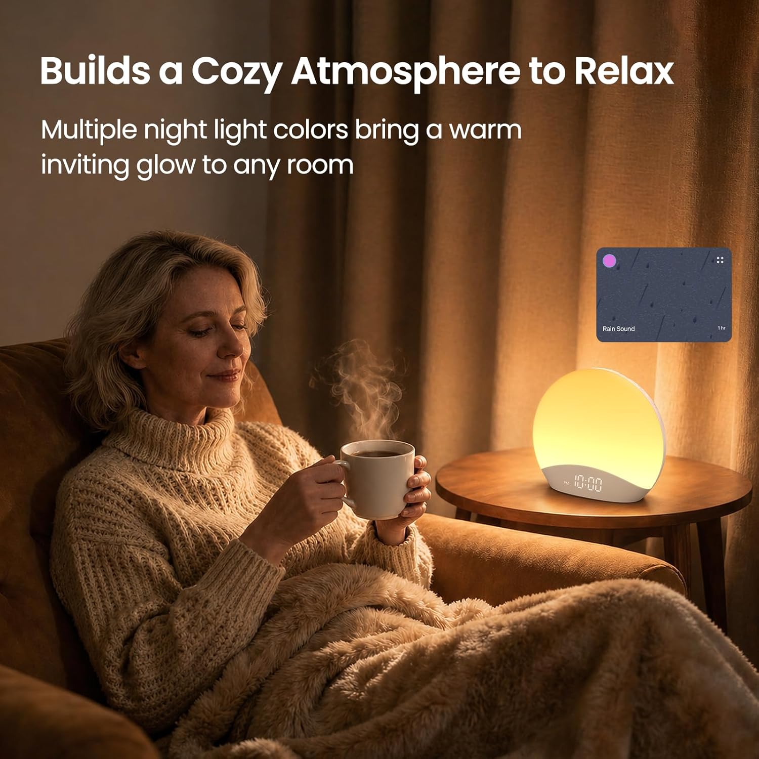 REACHER R7APP Smart Sunrise Alarm Clock with App Control, Custom Wake & Sleep Routines - Multi Sunrise Color, White Noise Sound Machine, Dimmable Display | Night Light, Screen-Free Sleep
