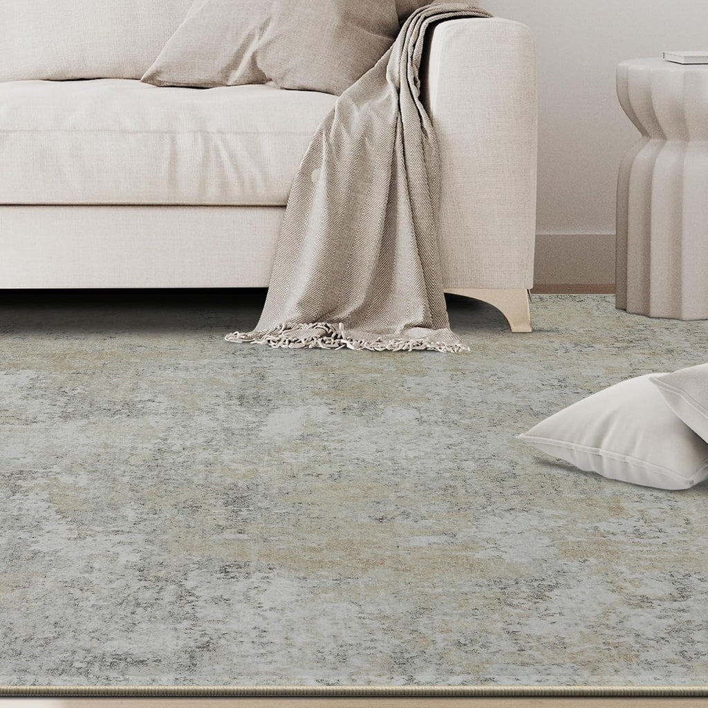 9x12 Area Rugs for Living Room Rug Washable: Abstract Large Rug for Dining Room Bedroom Carpet Non Slip 9 by 12 Indoor Modern Nursery Home Office Beige Grey