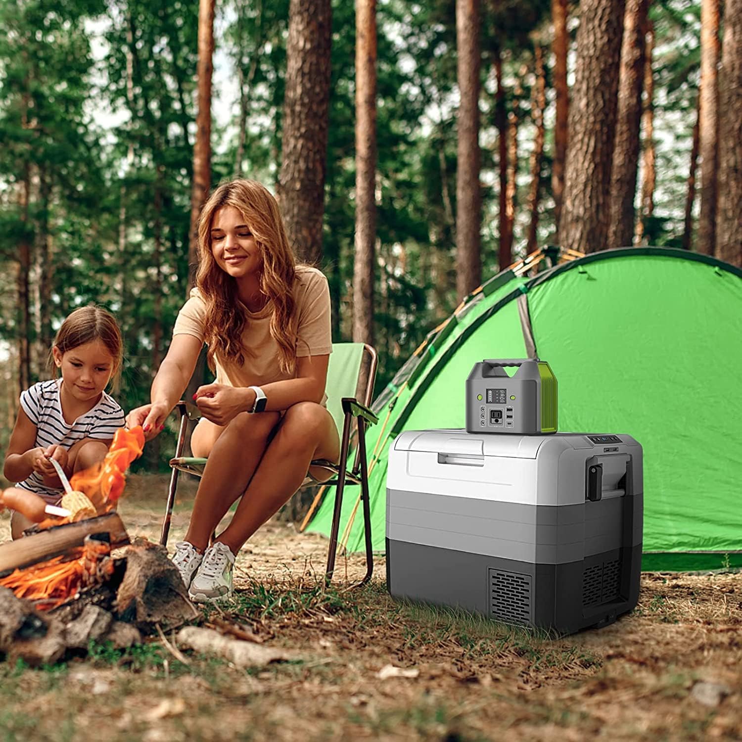 EnginStar Portable Power Station, 150W 155Wh Power Bank with 110V AC Outlet, 6 Outputs External Battery Pack Portable Backup Battery Laptop Charger with LED Light for Home Camping