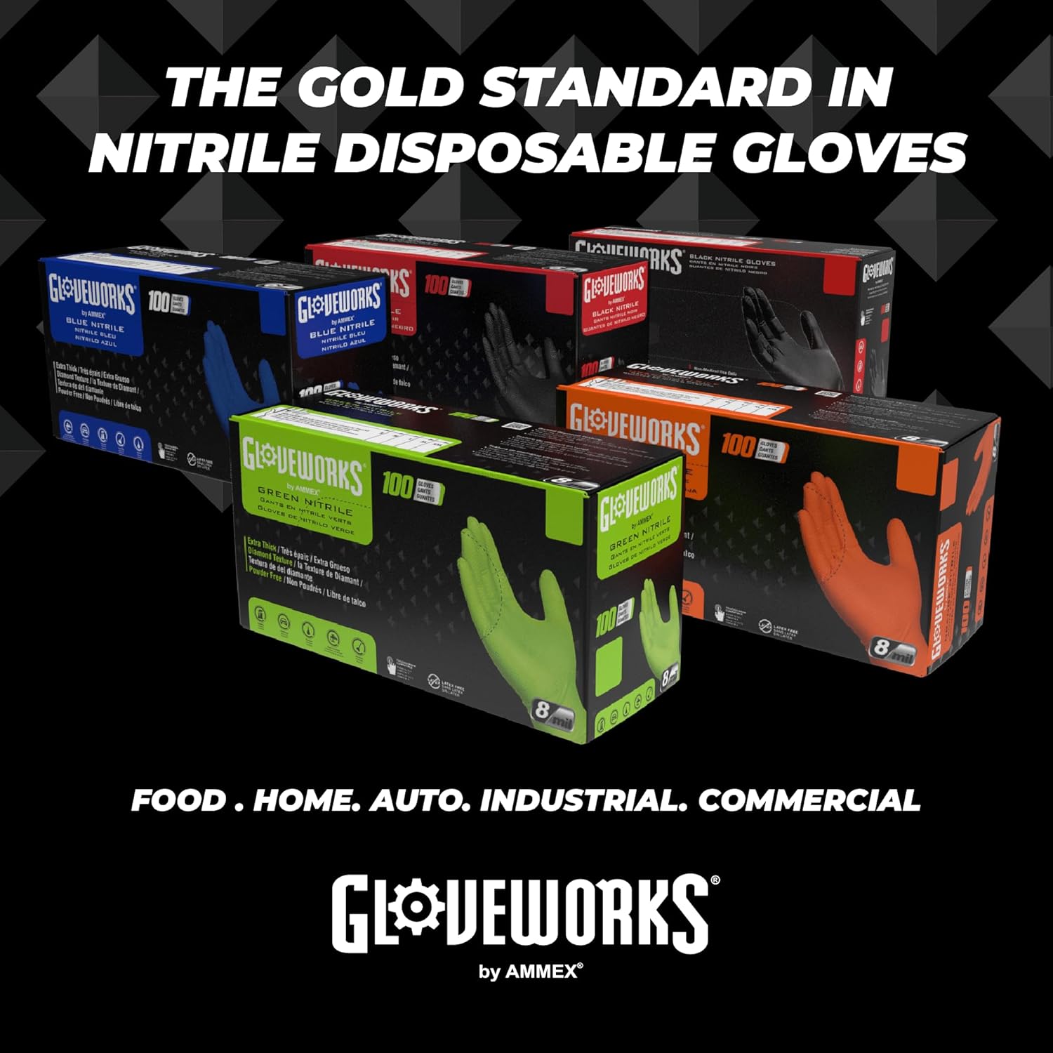 GLOVEWORKS XL Black Nitrile Gloves for Cooking, Food Prep, Disposable, 5 Mil, Professional Cleaning, Case of 1000