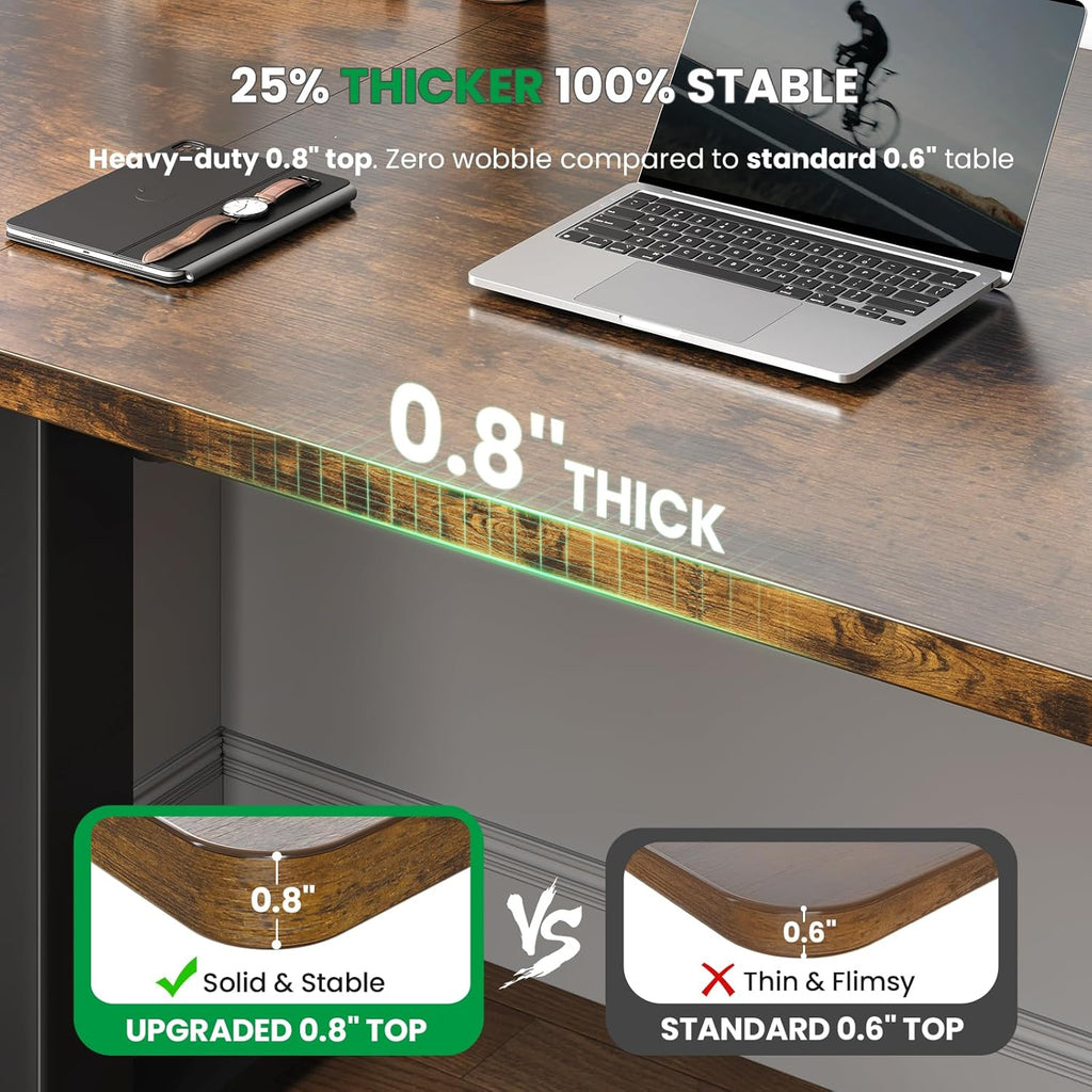 SIAGO Electric Standing Desk Adjustable - 48 x 24 Inch Sit Stand up Desk with 0.8 Inch Thick Tabletop - Adjustable Height Table with 3 Memory Preset, Cable Management for Home Office