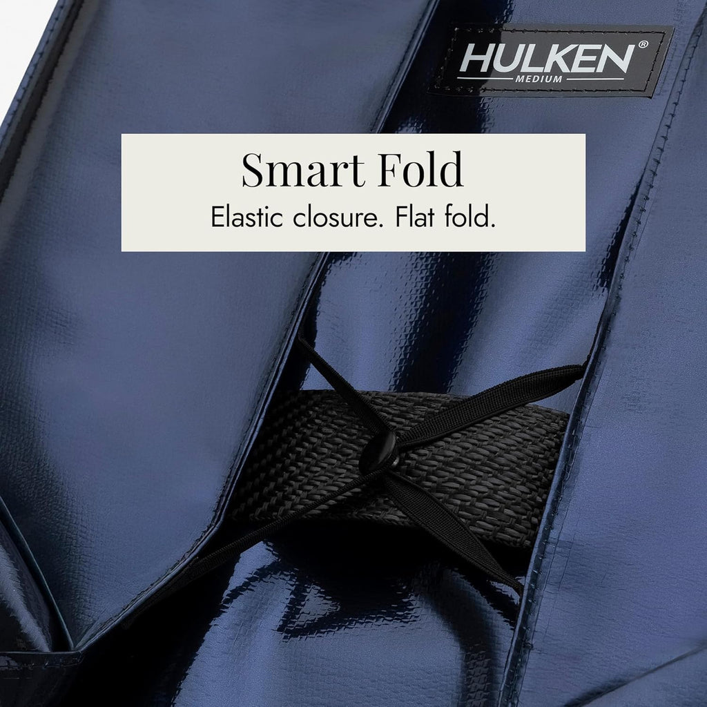 HULKEN (Small, Midnight Blue) Reusable Grocery Bag On Wheels, Shopping Trolley, Rolling Tote, Zipper Closure, Lightweight, Carries Up to 66 lb, Folds Flat