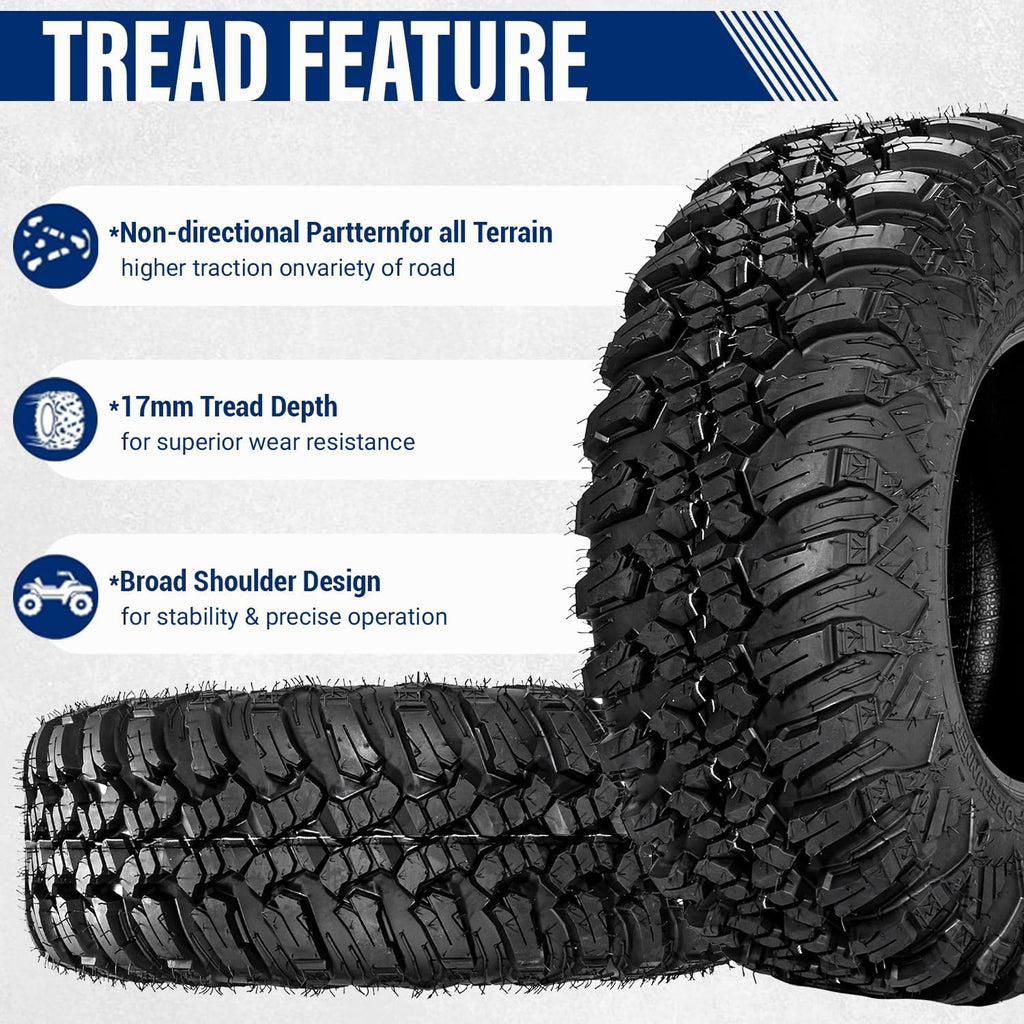 Set of 4 FORERUNNER 30X10R14 ATV Tires, 8PR Tubeless UTV Tires, All-terrain Tires