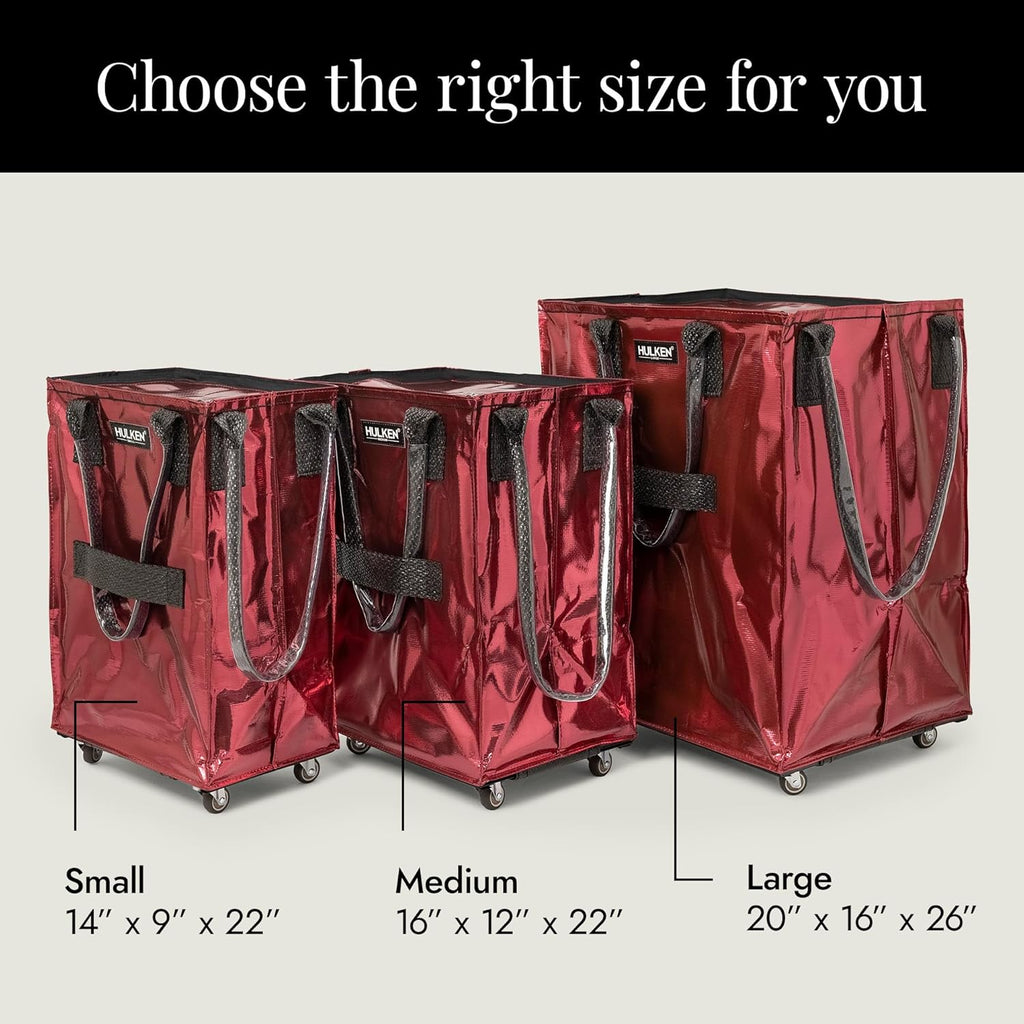 HULKEN (Small, Cosmic Red) Reusable Grocery Bag On Wheels, Shopping Trolley, Rolling Tote, Zipper Closure, Lightweight, Carries Up to 66 lb, Folds Flat