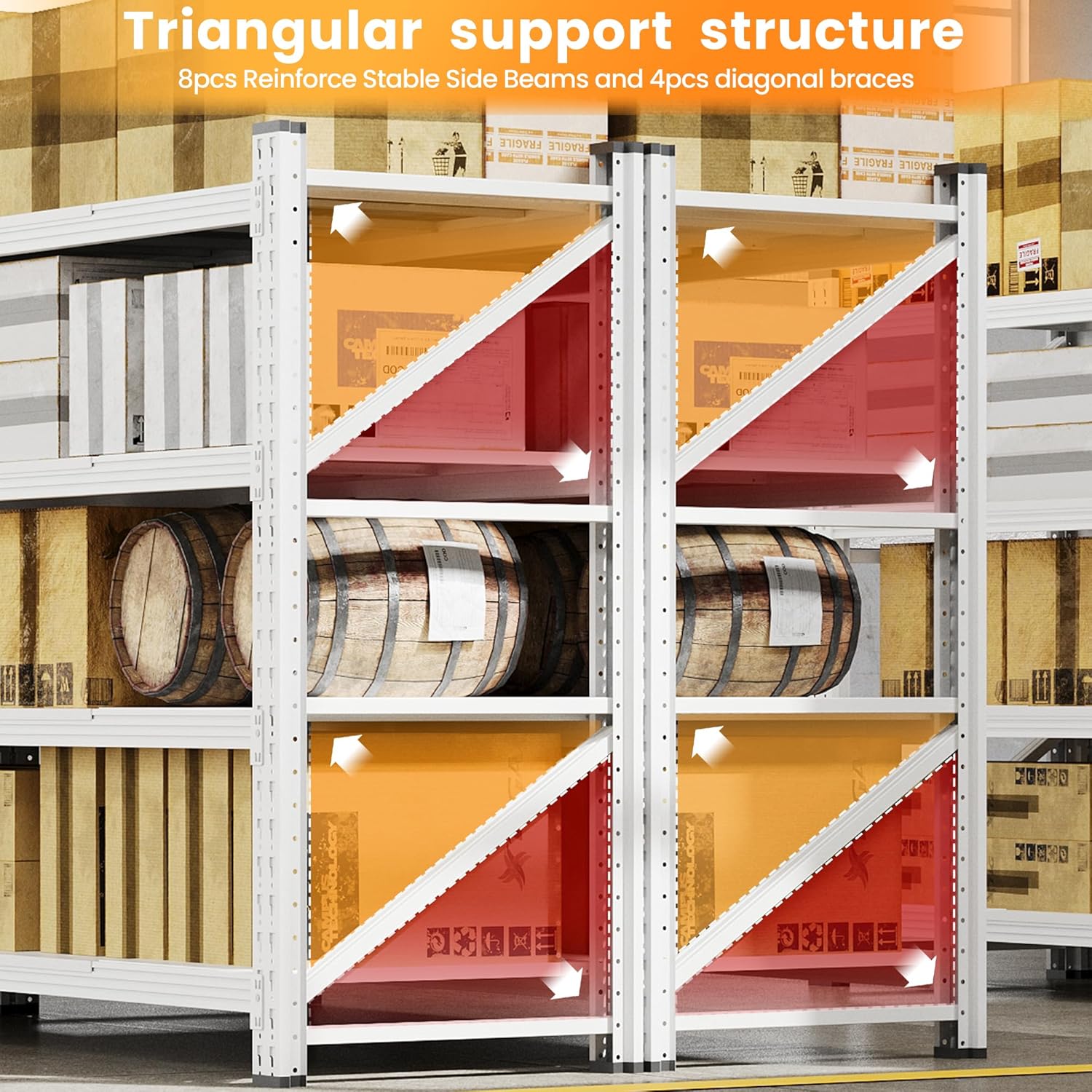 48" W Metal Storage Shelves Heavy Duty, 3000LBS Garage Shelving Units, 4 Tier Tall Metal Shelving, 24" Deep Steel Shelf Rack , Adjustable Utility Standing Shelf for Warehouse/Shop 48"W x 24"D x 70"H