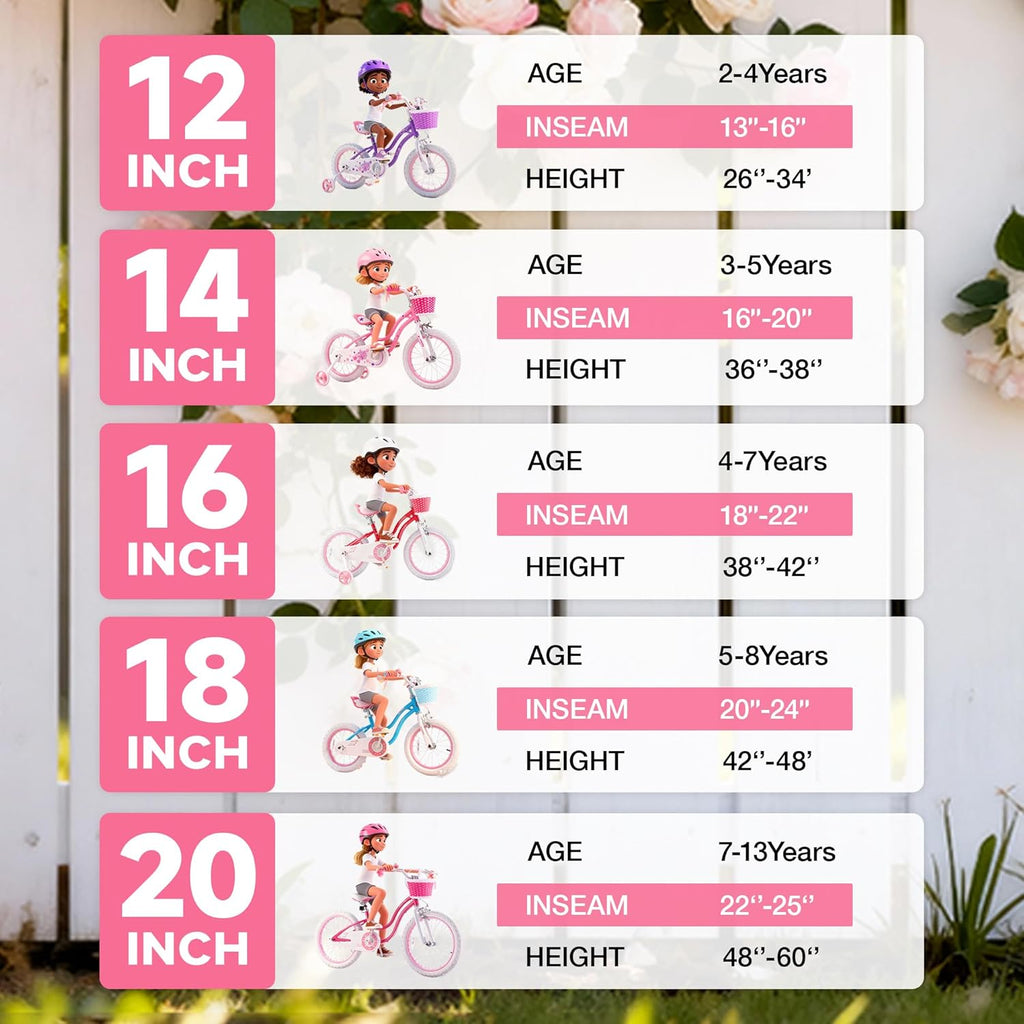 RoyalBaby Girls Bike with Training Wheels, Stargirl Kids Bicycle 12 Inch Toddlers to Big Kids 3-4 Years, Star Pink