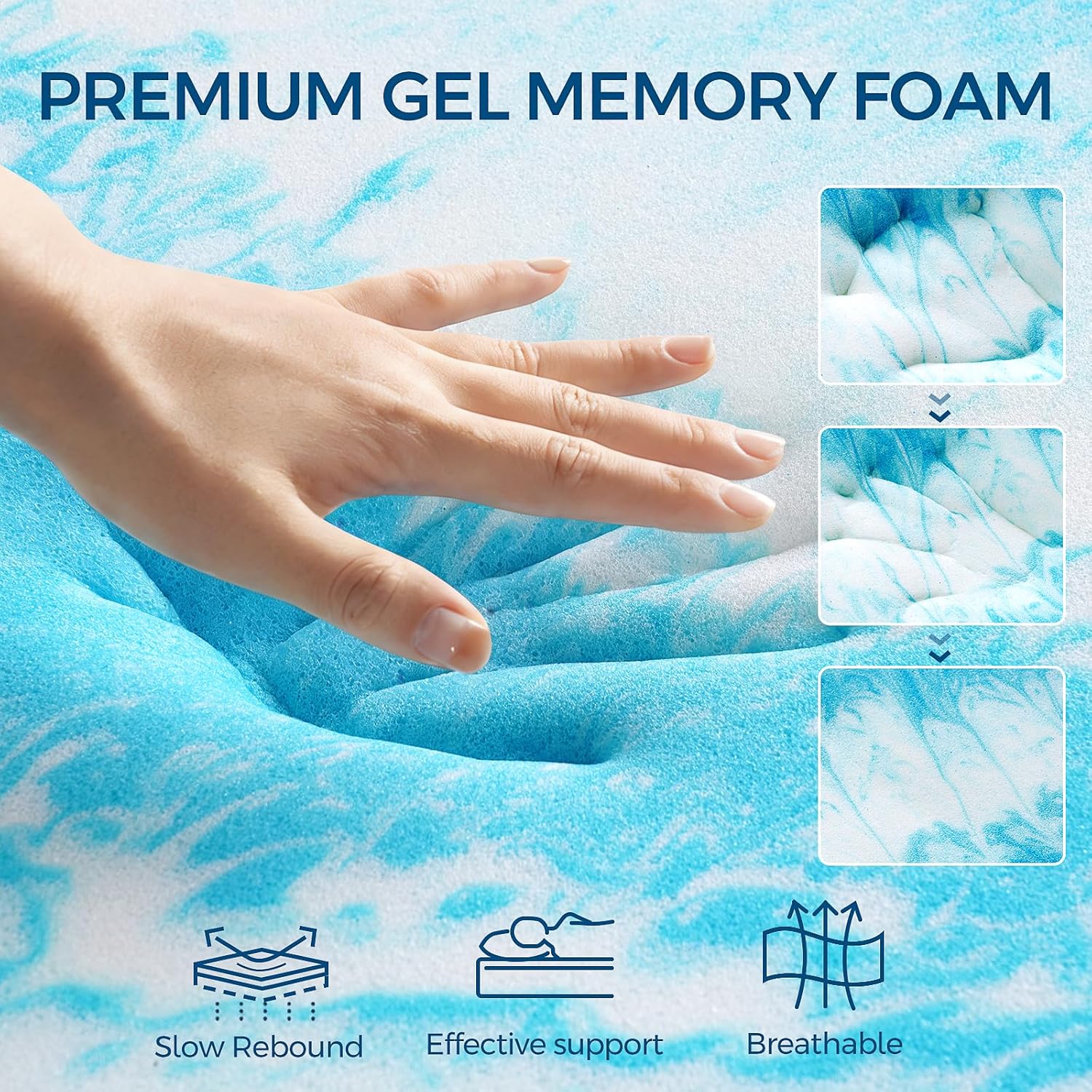 Premium Dual Layer 4 Inch Memory Foam Mattress Topper, 2 Inch Gel Memory Foam and 2 Inch Pillow Top Mattress Pad Cover for Back Pain, Extra Thick Comfort Support（King 78"x80"）