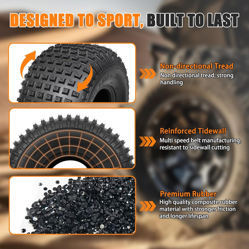 TRIPOWER 22x11x8 ATV UTV Tires 22x11-8 All-Terrain Knobby Golf Cart Tires for Trail Sand Mud Off-Road Tire, 6-Ply Tubeless, Pair of 2