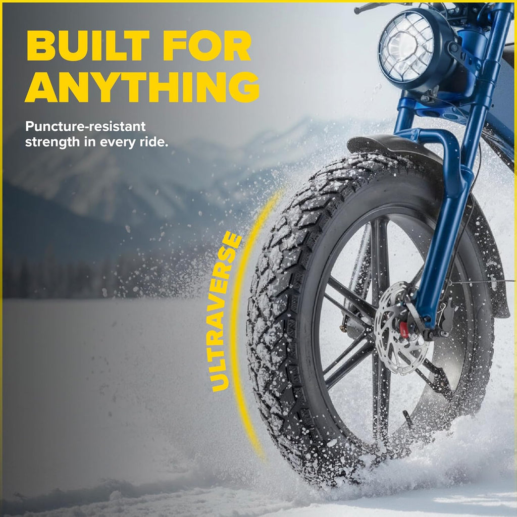 ULTRAVERSE 20x4 E-Bike Fat Tire - Robust, High-Performance 20inch Fat Tyre for MTB and Ebikes, Durable All-Terrain Directional Tread, Superior Density for Street & Trail Adventures-1 Unit