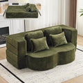 Convertible Folding Sofa Bed, 78” Full Size Loveseat Sleeper Sofa, Chenille Foldable Boneless Floor Couch with 4 Pillows for Guest Living Room Bedroom, No Assembly Required (Green)
