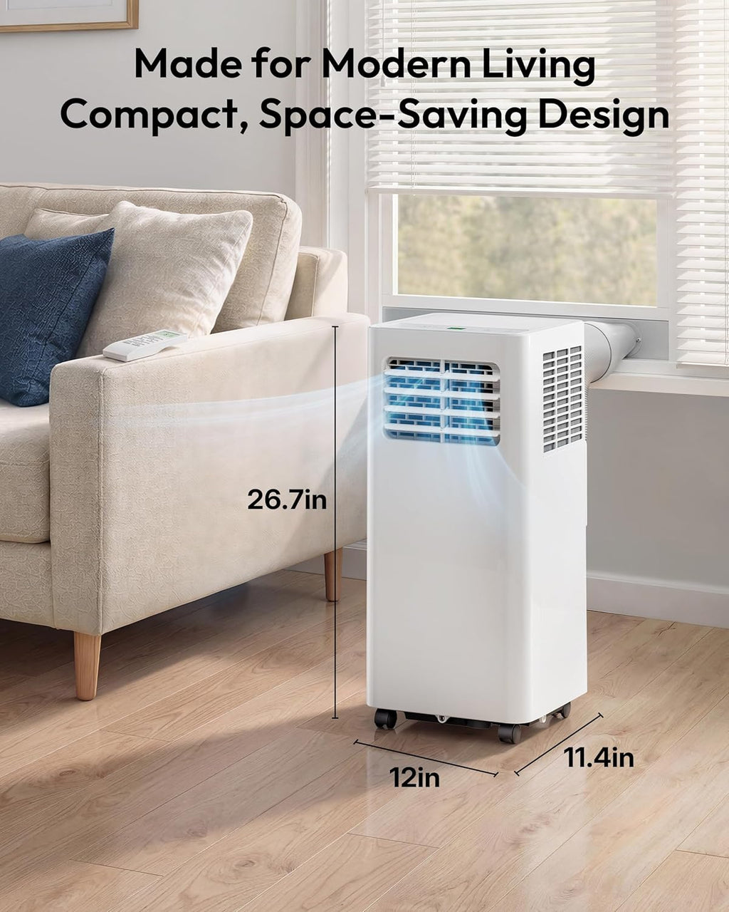 EUHOMY 8,000 BTU Portable Air Conditioners, 4-in-1 Air Conditioner Portable Up to 350 Sq.Ft., Portable AC Unit with Cool, Fan, Dehumidifier, Sleep, 24H Timer, Remote & Installation Kit, for Bedroom