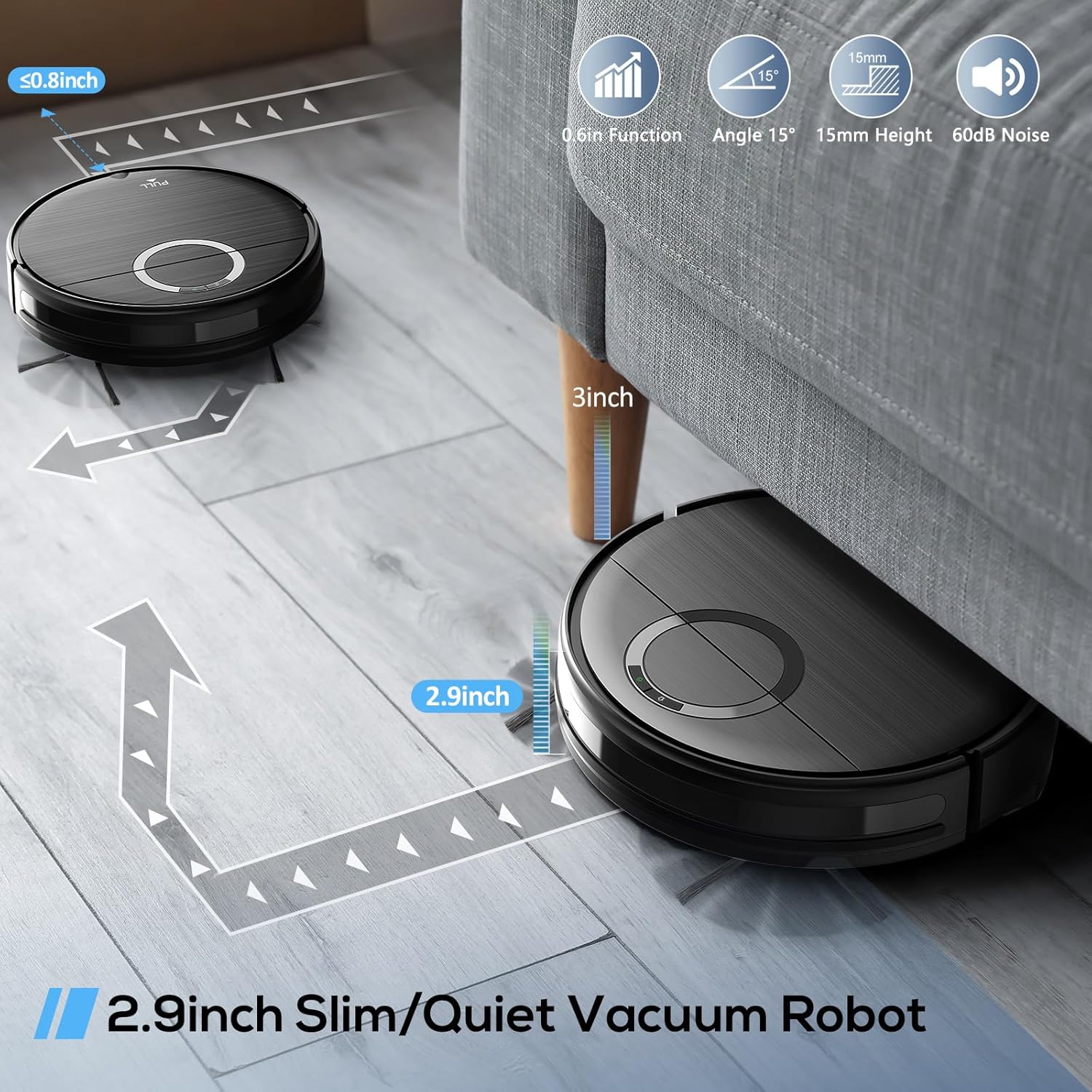 Robot Vacuum, 2 in 1 Robot Vacuum and Mop Combo for Pet Owners: Strong Suction, Anti-Tangle Brushless Inlet, Picks Up Dog & Cat Hair, Wet Mopping Removes Paw Prints, Auto-Recharge with Schedule