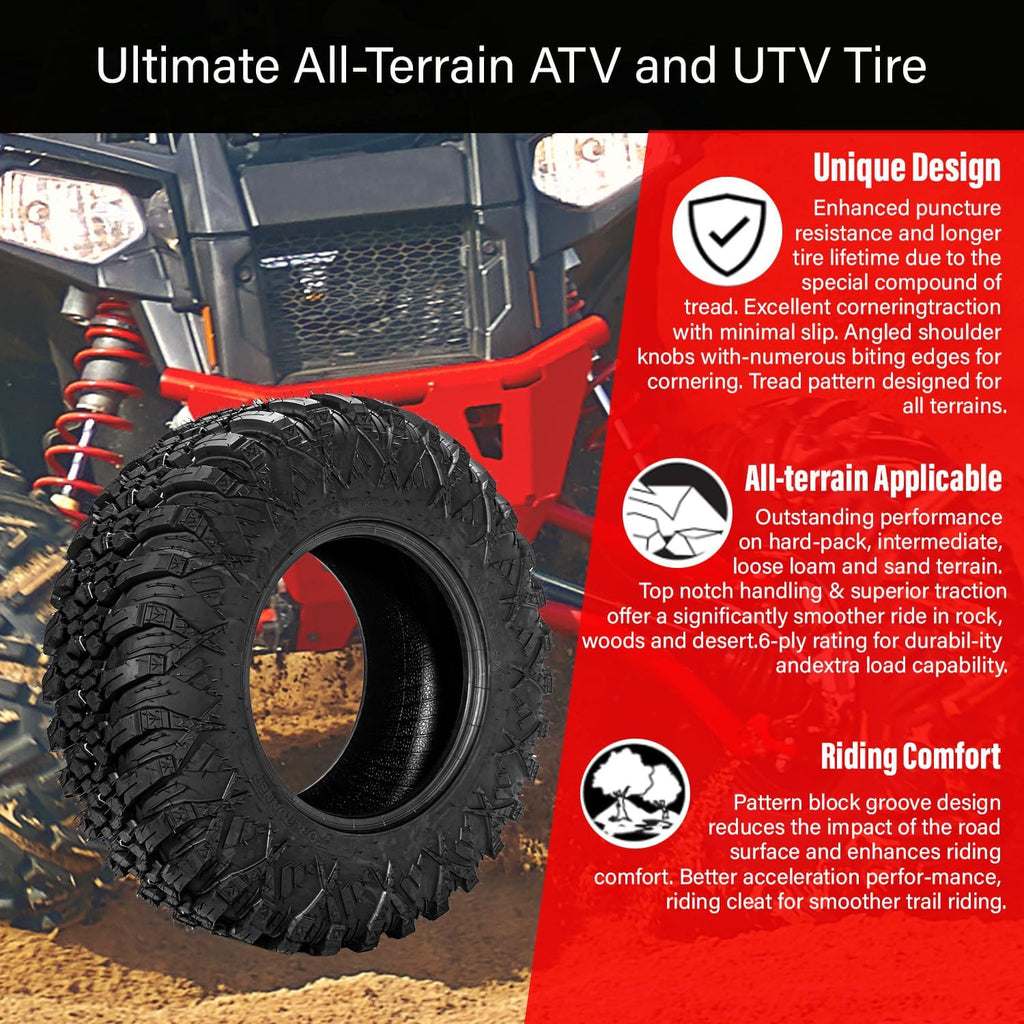 Set of 4 FORERUNNER 30X10R14 ATV Tires, 8PR Tubeless UTV Tires, All-terrain Tires