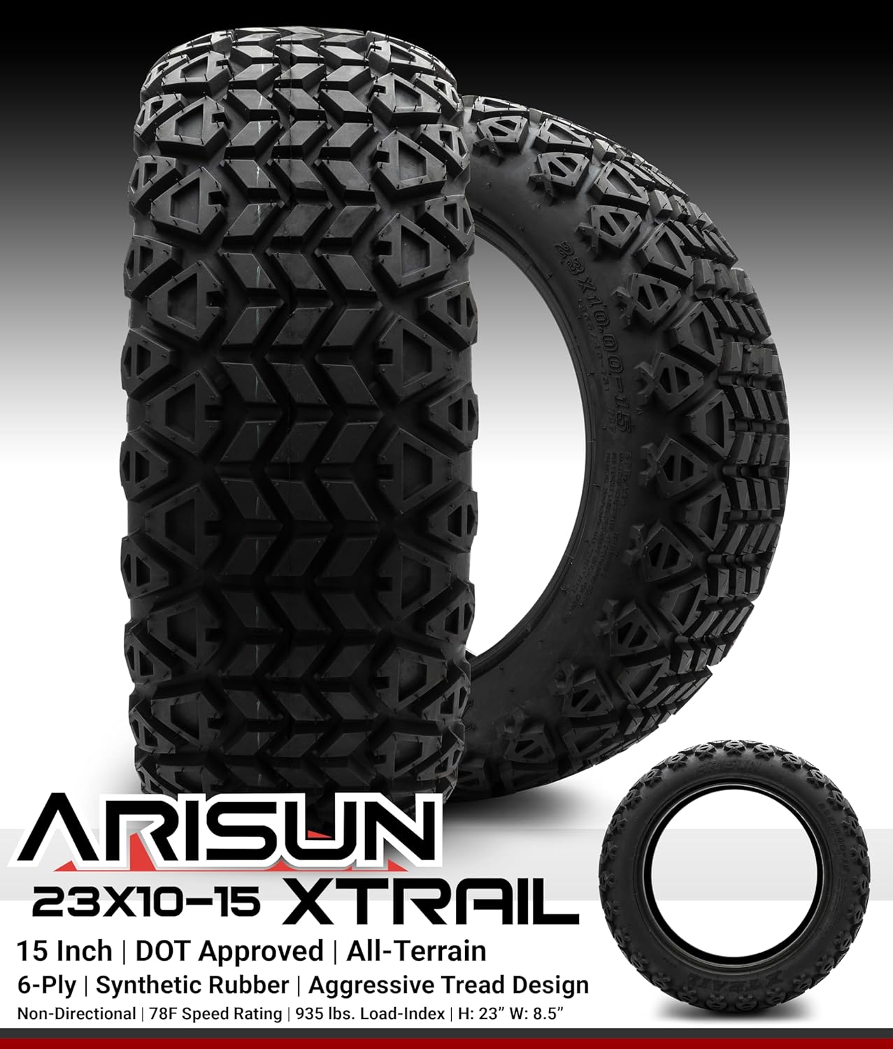 Arisun X-Trail 23x10-15 DOT Golf Cart Tire All-Terrain (6-Ply) - Set of Two
