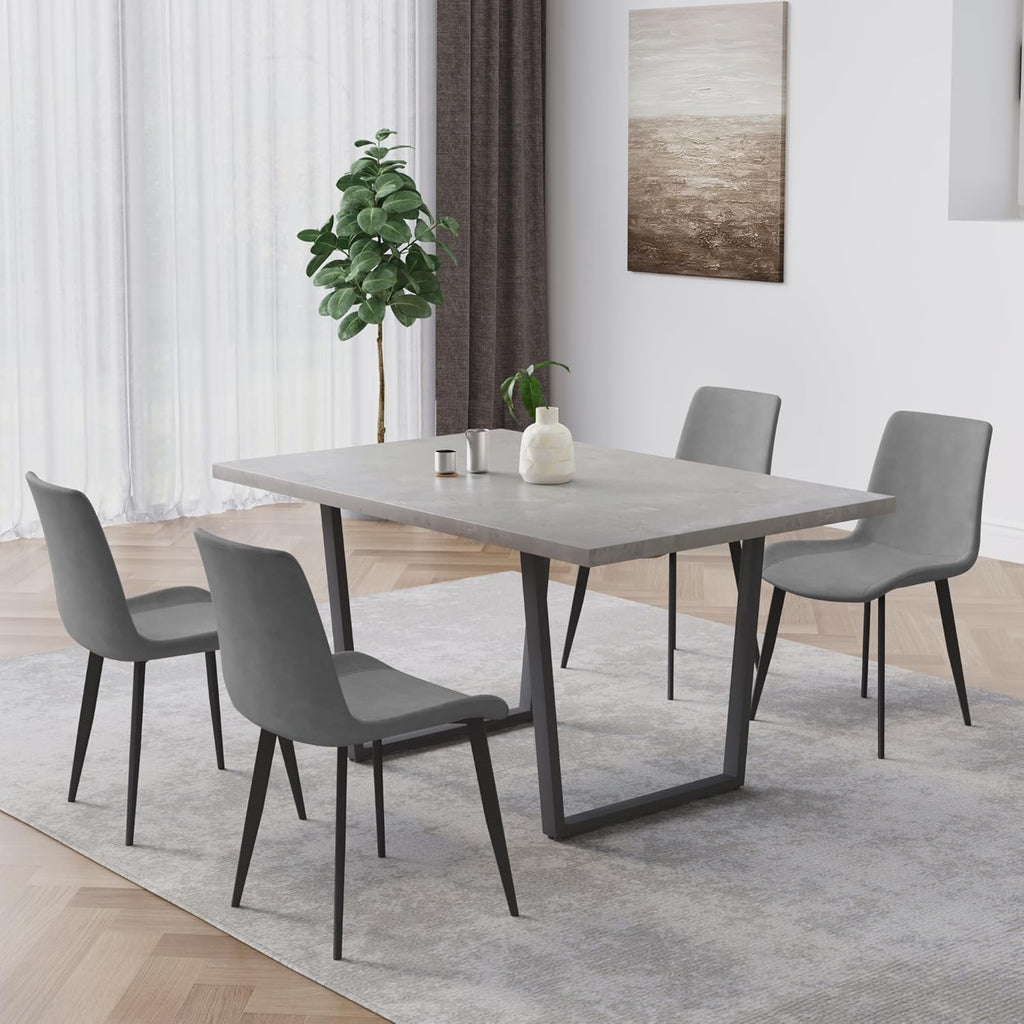 HIPIHOM 5 Piece Dining Table Set, 42.9 Inch Modern Kitchen Dining Table and Leather Dining Chairs for Kitchen Dining Room (Table + 4 Grey Chairs)