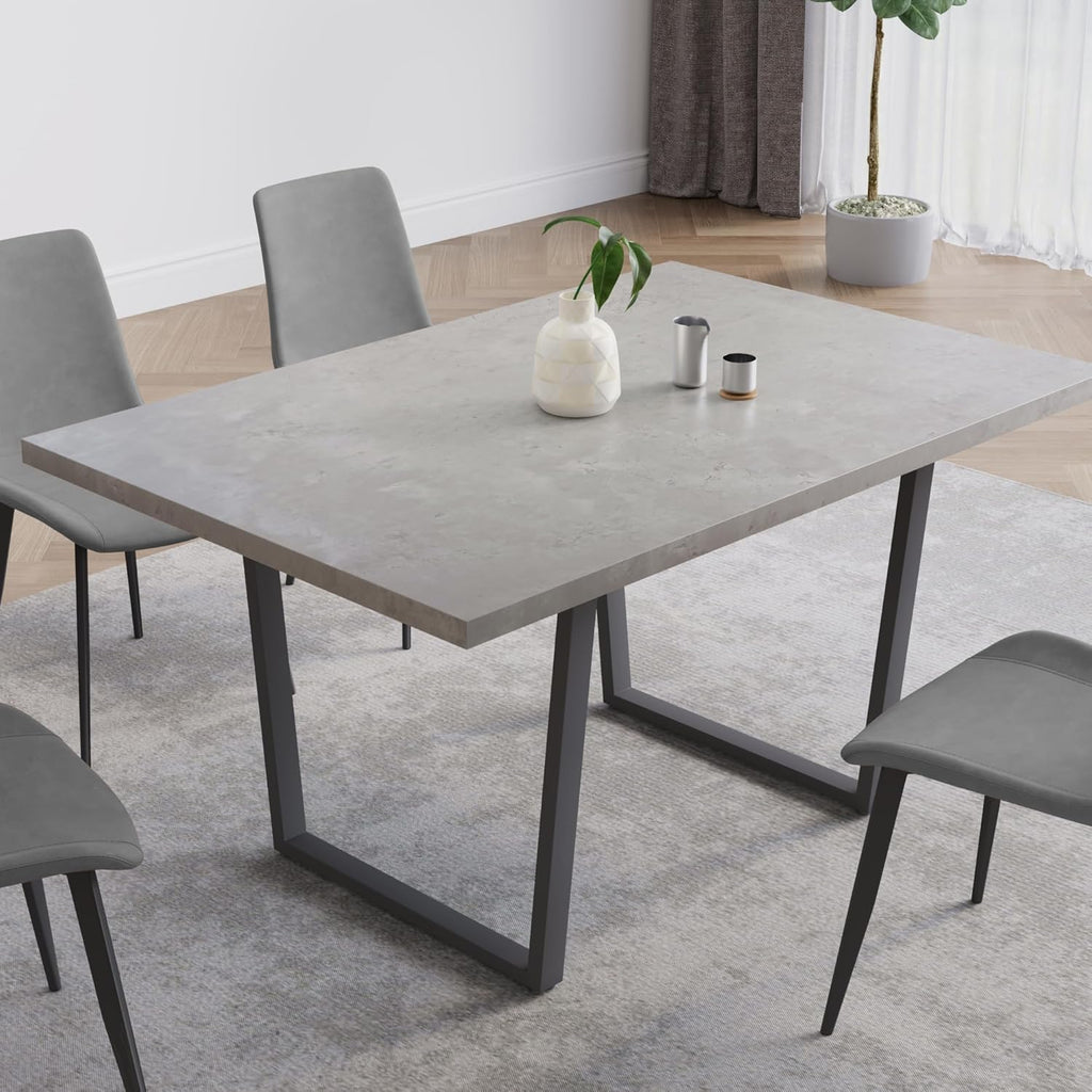 HIPIHOM 5 Piece Dining Table Set, 42.9 Inch Modern Kitchen Dining Table and Leather Dining Chairs for Kitchen Dining Room (Table + 4 Grey Chairs)