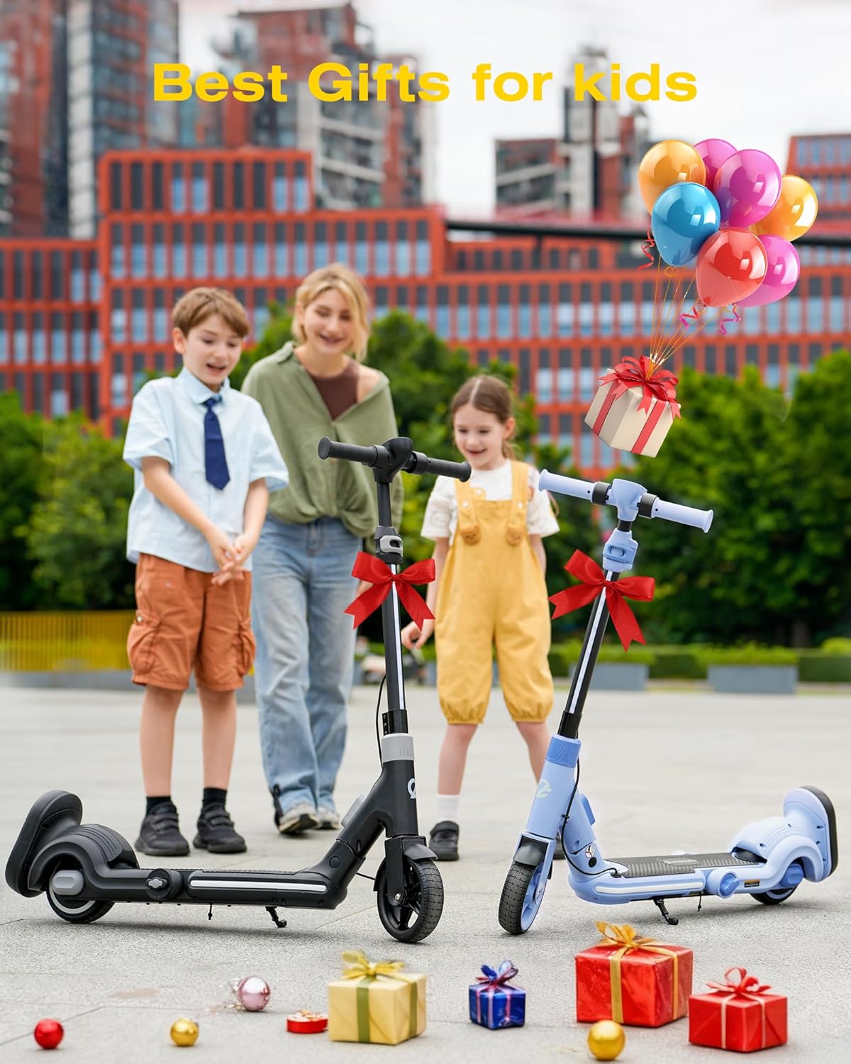 ECOROAD 2-in-1 Kids Electric Scooter EK8,200W Motor & 9 Miles Range,Up to 10 MPH,Dual Brake System,Bluetooth Music & Foldable & Adjustable Height, for Kids Ages 6-12(Black)
