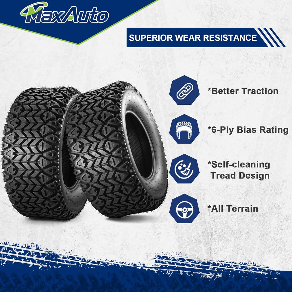 MaxAuto 25x10-12 Hilly Lawn ATV Tires, 25x10x12 All Terrain Tires, 25 10 12 Sand Off-Road Tire, 6PR Tubeless, 2 Pack