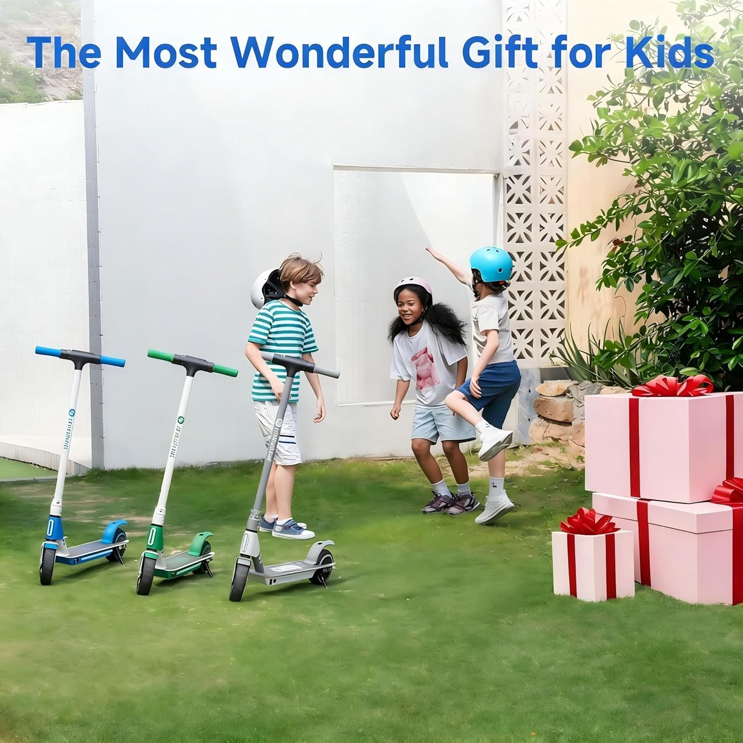 isinwheel S4 Electric Scooter for Kids Ages 6-14, 200W Foldable Kids Electric Scooter with 3 Speeds (5/8/12 Mph), LED Display, Colorful Lights, Gift for Kid