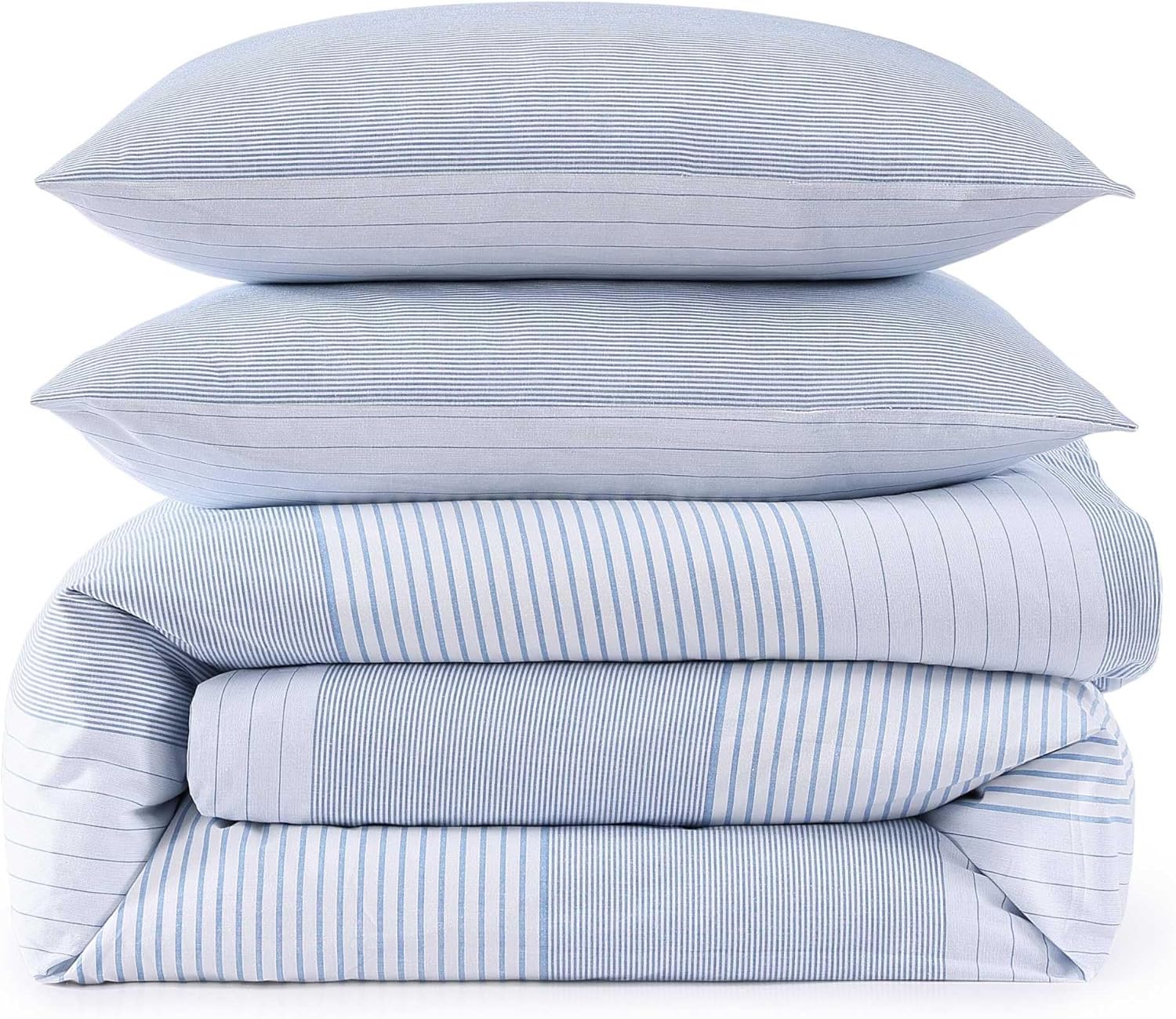 Tommy Hilfiger - King Comforter Set, Super Soft Bedding with Matching Sham, Breathable Bed Essentials (Modern Stripe White, King)