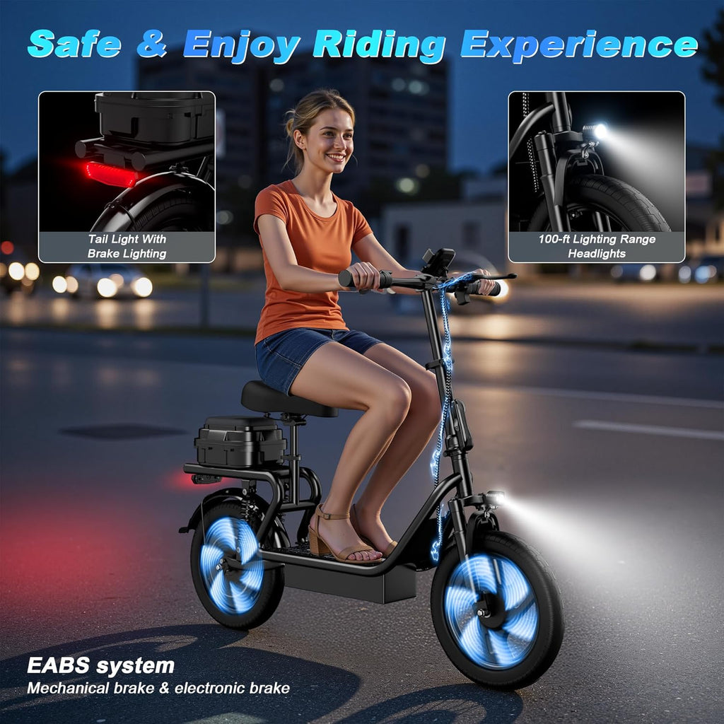 WERHY Electric Scooter,500W Motor, 14'' Tires, Top Speed 22 mph, Max 27/49 Miles Ranges, Foldable E-Scooter with Suspension &Adult, Digital Display, Cruise Control,Rear Seat Box
